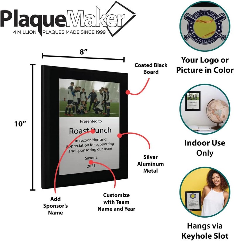 PlaqueMaker Support and Sponsor Team Plaque - Include your Custom Message, Photo and Logo (8 X 10") - Image 5